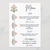 Mughal Natural Motif Indian Wedding Menu (Voorkant)