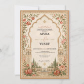 Mughal Tuin Islamitisch | Luxe Nikah Uitnodiging (Voorkant)