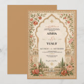 Mughal Tuin Islamitisch | Luxe Nikah Uitnodiging (Voorkant / Achterkant)