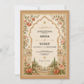 Mughal Tuin Islamitisch | Luxe Nikah Uitnodiging (Voorkant)