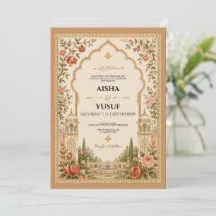 Mughal Tuin Islamitisch Luxe Nikah Uitnodiging