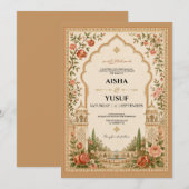 Mughal Tuin Islamitisch | Luxe Nikah Uitnodiging (Voorkant / Achterkant)