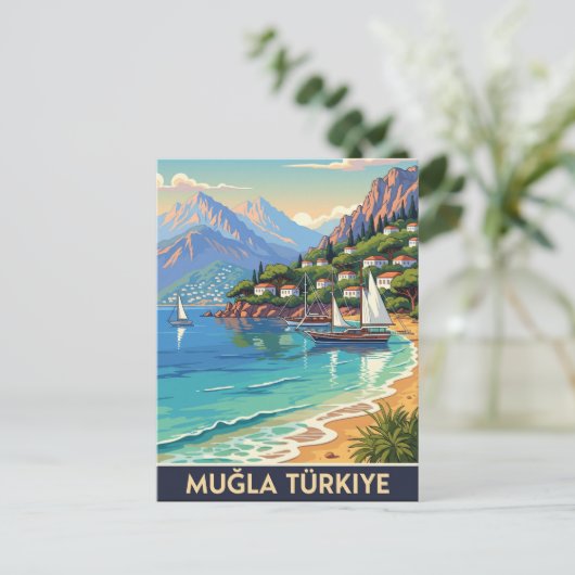  Mugla Turkije Reizen Briefkaart (Staand voorkant)