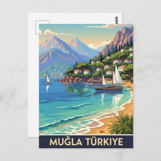 Mugla Turkije Reizen Briefkaart (Voorkant / Achterkant)