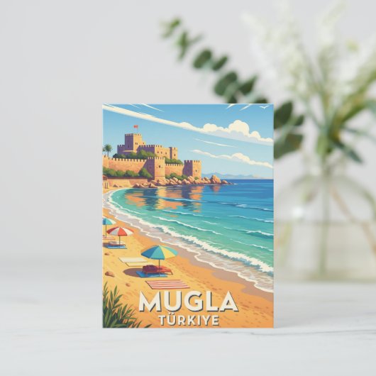 Mugla Turkije Reizen Briefkaart (Staand voorkant)