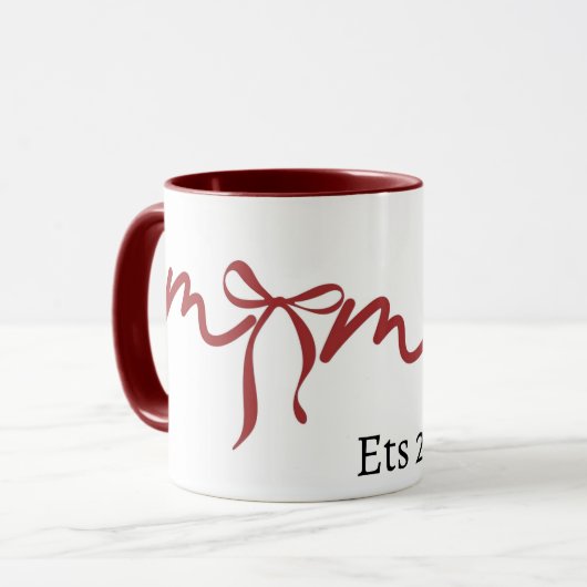MugMama Bow Mug 2026 Cute Gift for Mom Minimalist  Mok (Voorkant links)