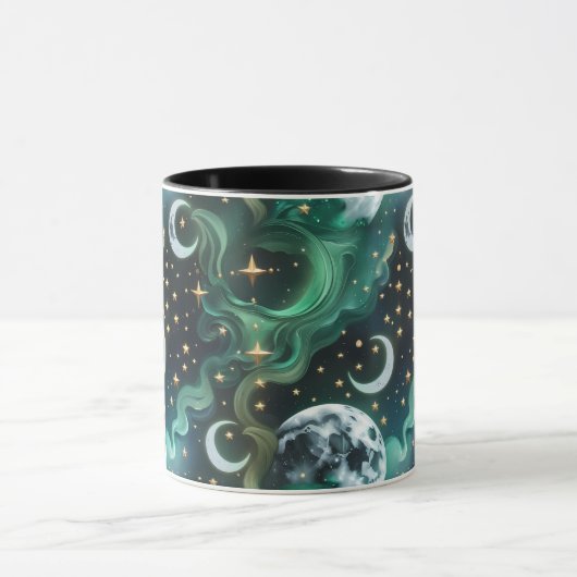 Mugs – Emerald Green Celestial Moon Phase Luxury  Mok (Midden)
