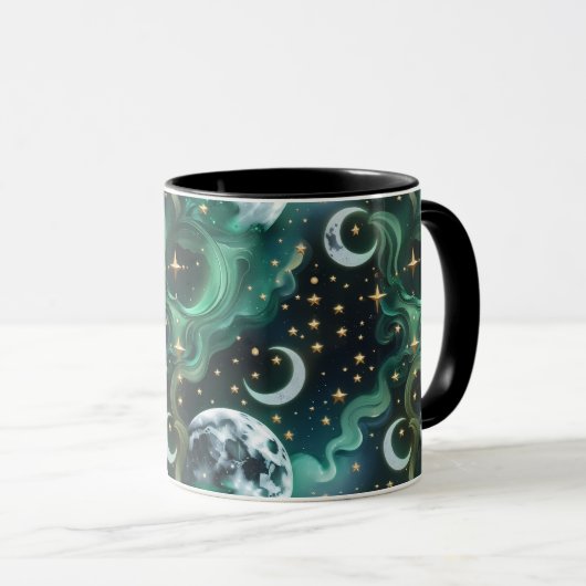 Mugs – Emerald Green Celestial Moon Phase Luxury  Mok (Voorkant rechts)