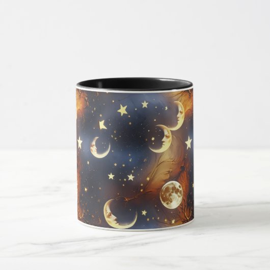 Mugs – Fiery Orange Celestial Moon Phase Luxury Co Mok (Midden)
