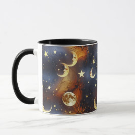 Mugs – Fiery Orange Celestial Moon Phase Luxury Co Mok