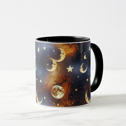 Mugs – Fiery Orange Celestial Moon Phase Luxury Co Mok (Voorkant rechts)