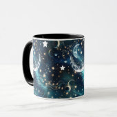 Mugs – Icy Blue Celestial Moon Phase Luxury Coffee Mok (Voorkant links)