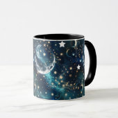 Mugs – Icy Blue Celestial Moon Phase Luxury Coffee Mok (Voorkant rechts)