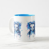 Mugs kattenkop tweekleurige koffiemok (Voorkant links)