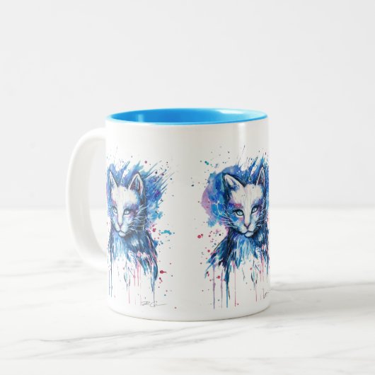 Mugs kattenkop tweekleurige koffiemok (Voorkant links)