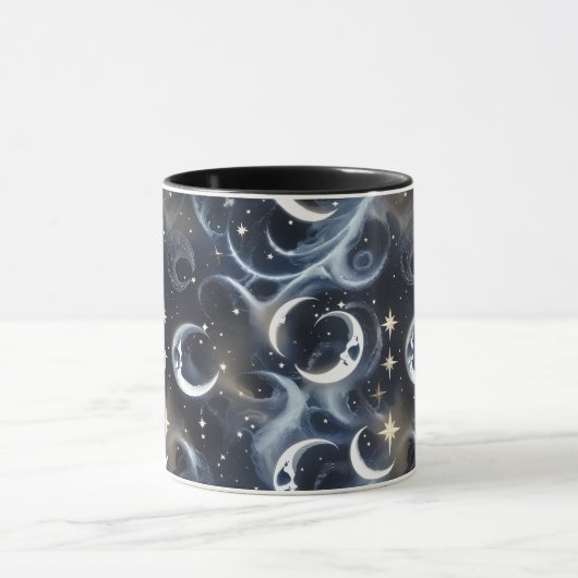 Mugs – Metallic Silver Celestial Moon Phase Luxury Mok (Midden)