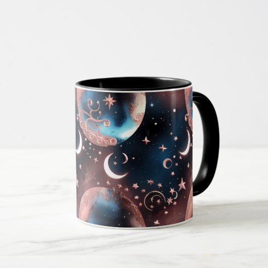 Mugs – Rose Gold Celestial Moon Phase Luxury Coffe Mok (Voorkant rechts)