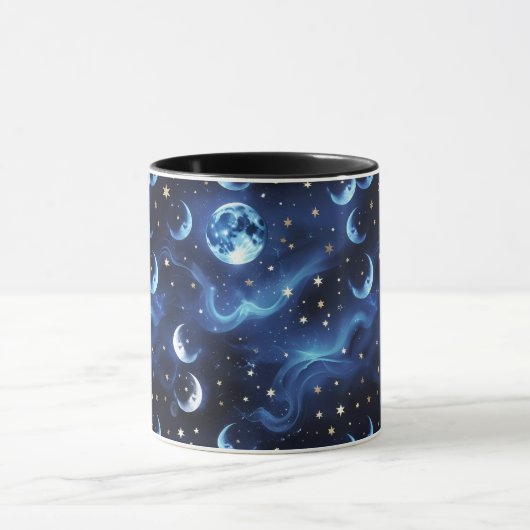 Mugs – Sapphire Blue Celestial Moon Phase Luxury  Mok (Midden)