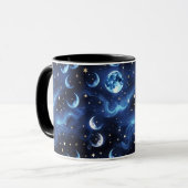 Mugs – Sapphire Blue Celestial Moon Phase Luxury  Mok (Voorkant links)