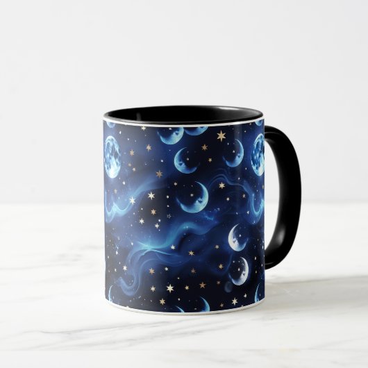 Mugs – Sapphire Blue Celestial Moon Phase Luxury Mok (Voorkant rechts)