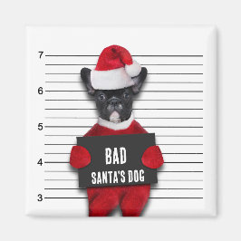 Mugshot Bad Santa's Dog Funny Kerstmis Magneet