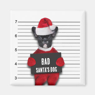 Mugshot Bad Santa's Dog Funny Kerstmis Magneet