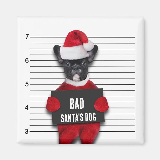 Mugshot Bad Santa's Dog Funny Kerstmis Magneet (Voorkant)