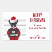 Mugshot Bad Santa's Dog Funny Kerstmis Rechthoekige Sticker (Voorkant)