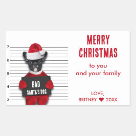 Mugshot Bad Santa's Dog Funny Kerstmis Rechthoekige Sticker