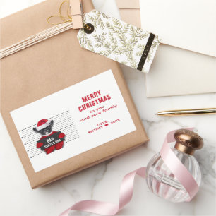 Mugshot Bad Santa's Dog Funny Kerstmis Rechthoekige Sticker