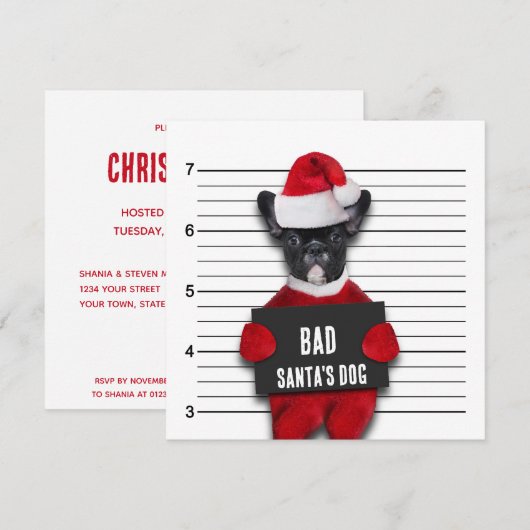 Mugshot Bad Santa's Funny Dog Kerstmis Kaart (Voorkant / Achterkant)