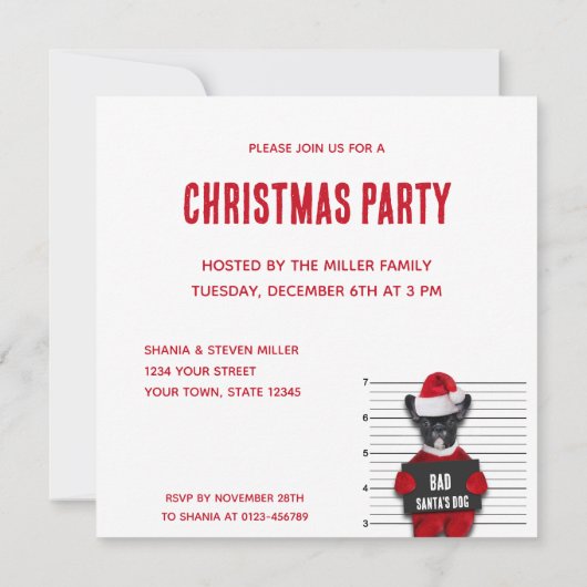 Mugshot Bad Santa's Funny Dog Kerstmis Kaart (Achterkant)