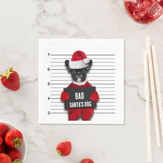 Mugshot Bad Santa's Funny Dog Kerstmis Servet (Insitu)