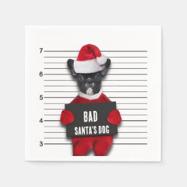 Mugshot Bad Santa's Funny Dog Kerstmis Servet