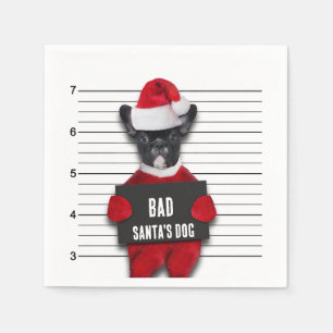 Mugshot Bad Santa's Funny Dog Kerstmis Servet