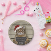 Mugshot Cat Christmas Papieren Bordje (Feest)