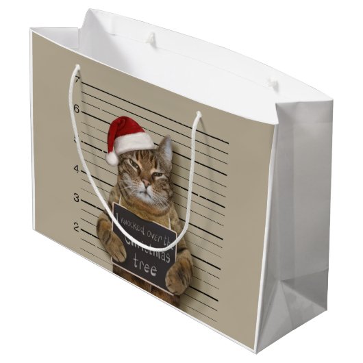 Mugshot Cat Kerstmis Groot Cadeauzakje (Achterkant Gekanteld)
