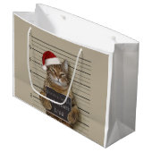 Mugshot Cat Kerstmis Groot Cadeauzakje (Voorkant Gekanteld)