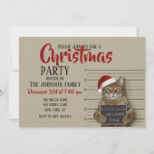 Mugshot Cat Kerstmis Kaart (Voorkant)
