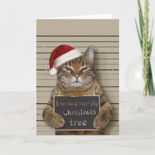 Mugshot Cat Kerstmis Kaart