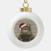 Mugshot Cat Kerstmis Keramische Bal Ornament (Voorkant)