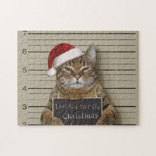 Mugshot Cat Kerstmis Legpuzzel