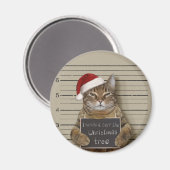 Mugshot Cat Kerstmis Magneet (Voorkant / Achterkant)