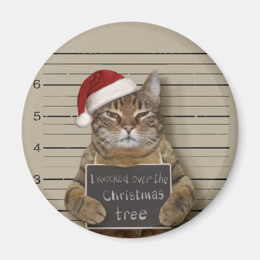 Mugshot Cat Kerstmis Magneet (Voorkant)