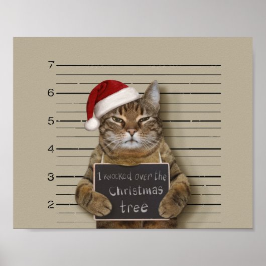 Mugshot Cat Kerstmis Poster (Voorkant)