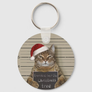 Mugshot Cat Kerstmis Sleutelhanger