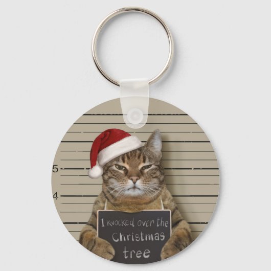 Mugshot Cat Kerstmis Sleutelhanger (Voorkant)