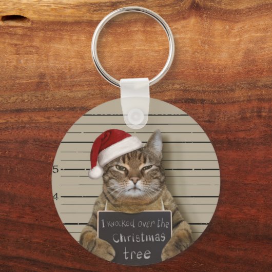 Mugshot Cat Kerstmis Sleutelhanger (Voorkant)