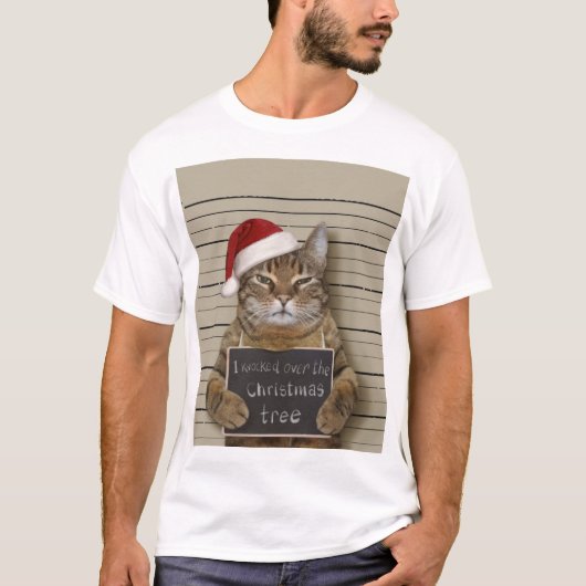 Mugshot Cat Kerstmis T-shirt (Voorkant)