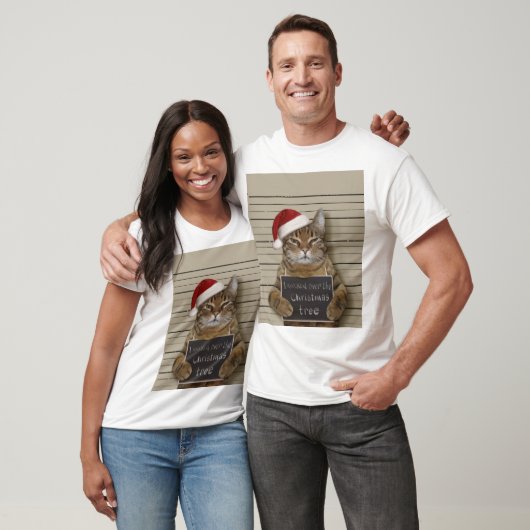 Mugshot Cat Kerstmis T-shirt (Unisex)